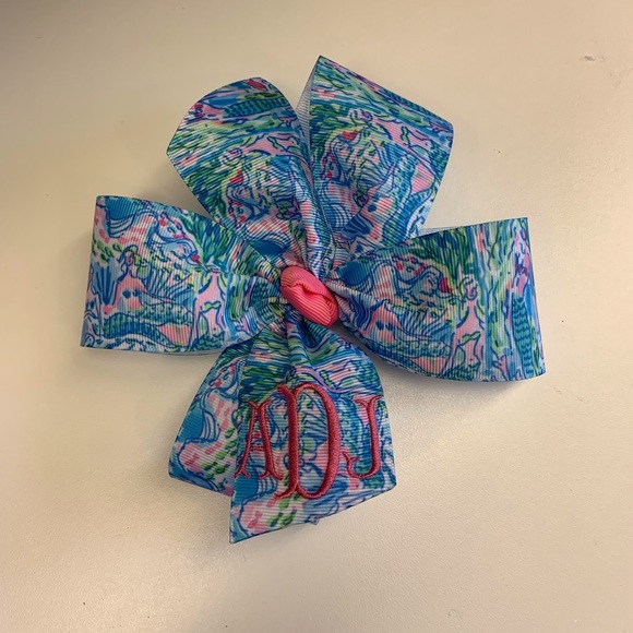 Any Initials,  Large Hair Bow with Monogram - Picture 7 of 8